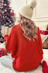 festive red tinsel graphic high neck sweater